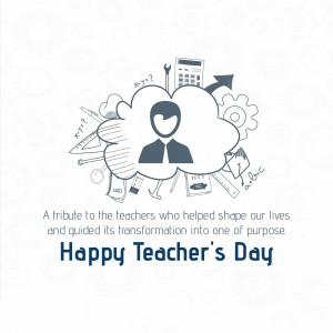 Illustration depicting a student's mind filled with learning tools and a teacher's silhouette, with a 'Happy Teacher's Day' message.