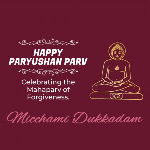 Paryushan Parv greeting with Buddha image and text