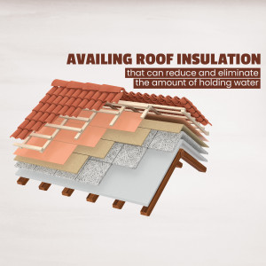 Diagram illustrating layers of roof insulation and water reduction
