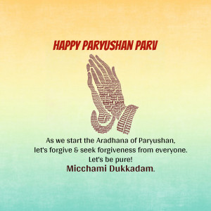 Paryushan Parv greeting with folded hands and text