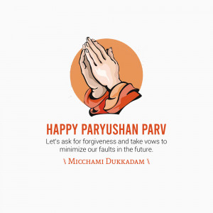 Hands in prayer with Paryushan Parv greeting