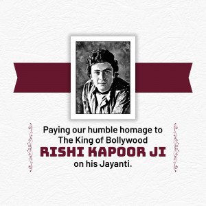 Portrait of Rishi Kapoor with a tribute message