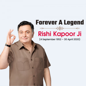 Portrait of Rishi Kapoor with dates of birth and death