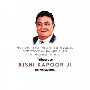 Portrait of Rishi Kapoor with a tribute message