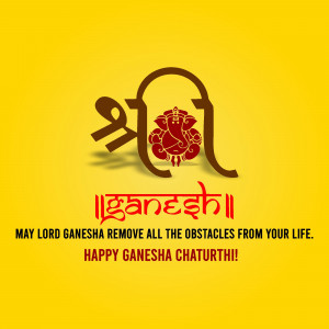 Ganesh Chaturthi greeting with Lord Ganesha image and text