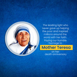 Portrait of Mother Teresa with a quote on her death anniversary