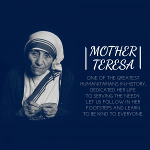 Portrait of Mother Teresa with inspirational quote