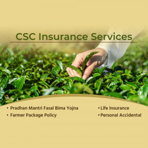 Image depicting a hand gently holding a tea leaf over a lush green tea plantation, promoting CSC Insurance Services.
