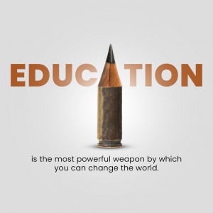 Pencil shaped like a bullet with the text 'Education is the most powerful weapon by which you can change the world.'