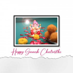 Ganesh idol with sweets and flowers for Ganesh Chaturthi