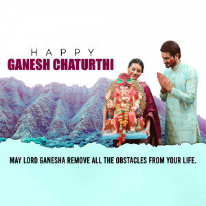 Couple praying to Lord Ganesha during Ganesh Chaturthi