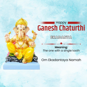 Image of Lord Ganesha with text 'Happy Ganesh Chaturthi' and 'Ekadanta'