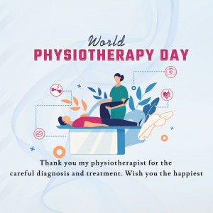Illustration depicting a physiotherapist assisting a patient with leg exercises, celebrating World Physiotherapy Day.
