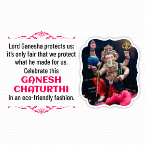 Lord Ganesha image with a message promoting eco-friendly celebrations for Ganesh Chaturthi.