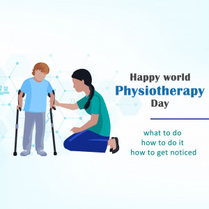 Illustration of a physiotherapist assisting a patient with crutches