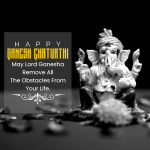 Ganesh Chaturthi greeting with Lord Ganesha idol