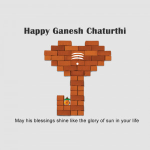 Ganesh Chaturthi greeting with a Ganesha image made of bricks