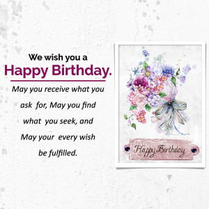 Watercolor floral birthday card with a framed design and a heartfelt message.