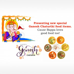 Ganesh Chaturthi food offerings with Lord Ganesha image