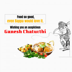 Ganesh Chaturthi greeting with delicious Indian food