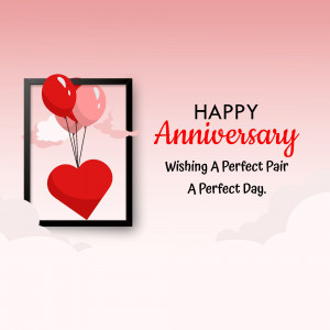 Anniversary greeting with balloons and a heart