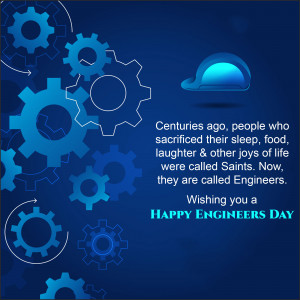 Engineers Day greeting with gears and a hard hat
