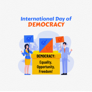 Illustration depicting people with voting signs for International Day of Democracy