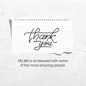 Handwritten 'Thank You' on lined paper with a shadow