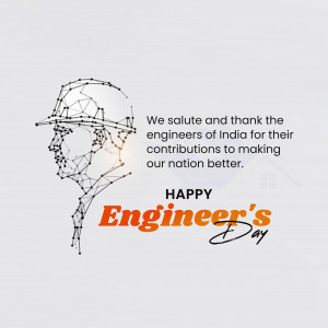 Engineer's Day greeting with a silhouette of a head wearing a helmet made of lines and dots.