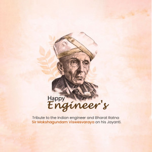 Portrait of Sir M Visvesvaraya with text 'Happy Engineers Day'