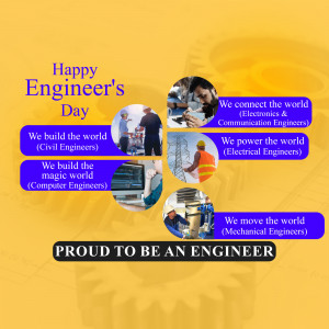 Happy Engineer's Day graphic with images of engineers at work