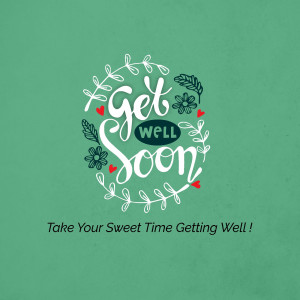 Get Well Soon message with floral design