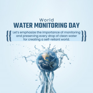 Image depicting Earth with water splashing around it, promoting World Water Monitoring Day.