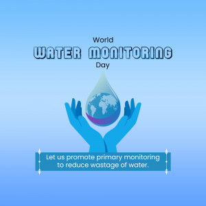 World Water Monitoring Day graphic with hands cradling a globe inside a water droplet