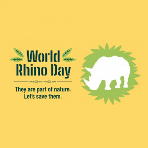 World Rhino Day graphic with a rhino silhouette and green foliage