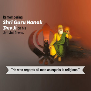 Portrait of Guru Nanak Dev Ji with a quote