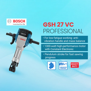 Bosch GSH 27 VC Professional Demolition Hammer on a blue background