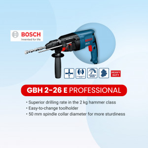Bosch GBH 2-26 E Professional Hammer Drill - Blue and Black Power Tool