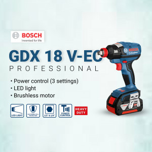 Bosch GDX 18 V-EC Professional cordless impact driver with battery