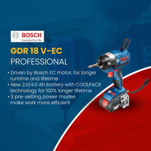 Bosch GDR 18 V-EC Professional cordless impact driver with battery