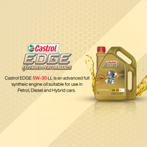 Castrol EDGE 5W-30 full synthetic engine oil in a gold container