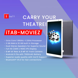 iBall iTab-Moviez tablet with features listed