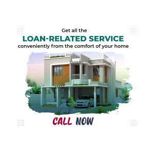 Image advertising home loan services with a modern house and call to action.