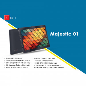 iBall Majestic 01 Tablet with colorful display and specifications