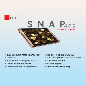 iBall Snap P4G2 Android Tablet with specifications