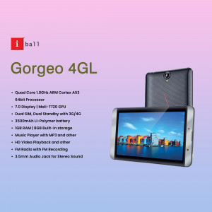 iBall Gorgeo 4GL Tablet with specifications
