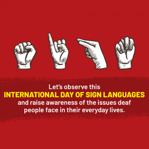 Illustration of hands signing the letters I, L, S with text promoting International Day of Sign Languages