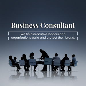 Silhouettes of people in a business meeting with the text 'Business Consultant'