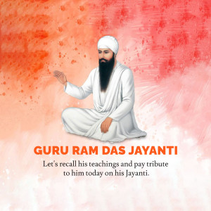 Portrait of Guru Ram Das with text 'Guru Ram Das Jayanti'