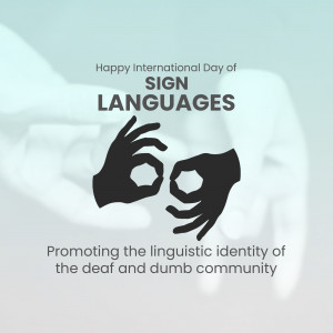 Hands forming the number 69 in sign language with a blurred background.